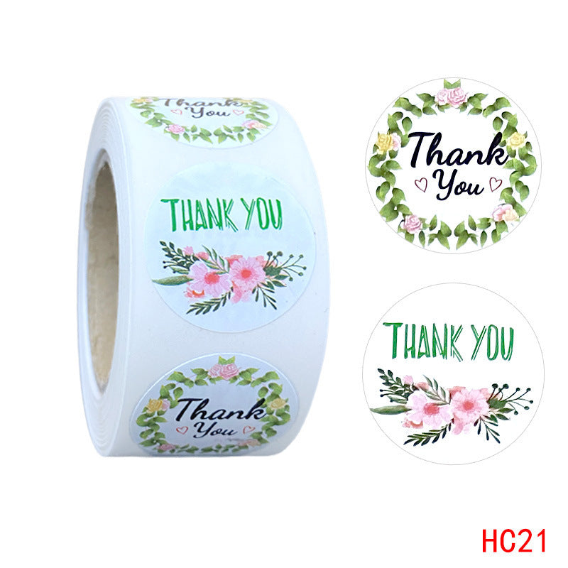 Thank Youi Round Flower Thank You Sticker Cross-border