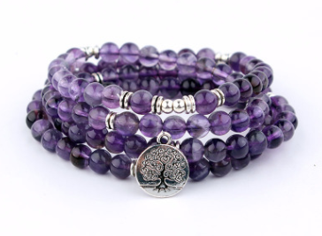 AliExpress Explosion 108 Naturstein Rosenkranz Armband Legierung 3D Lotus Lebensbaum Fußkettchen Yoga Mala Halskette