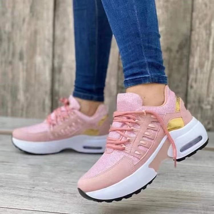 Schnürschuhe für Damen, Keilabsatz, Laufsportschuhe