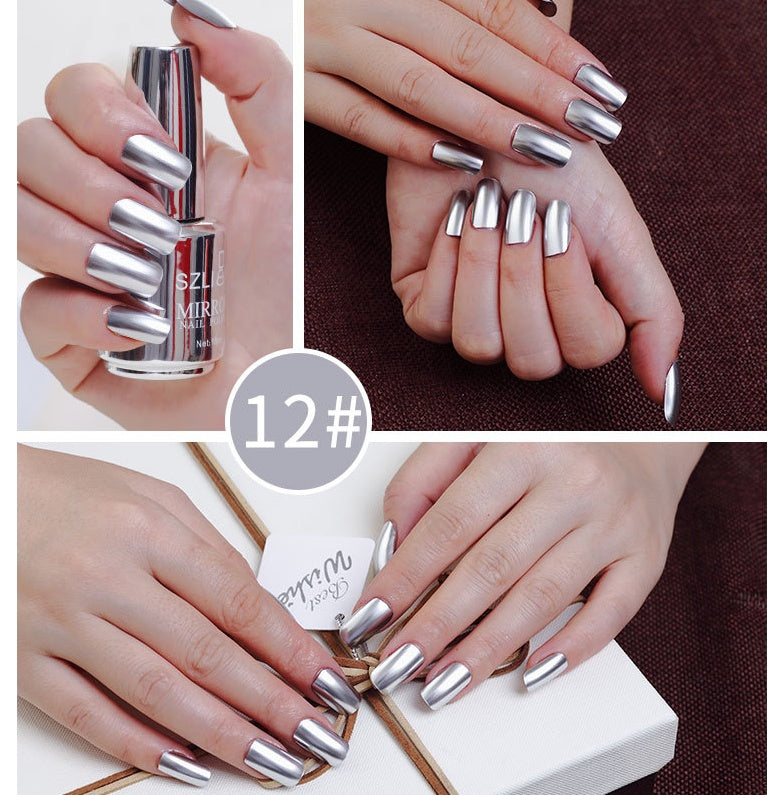 Nagellack in Silber mit Spiegeleffekt