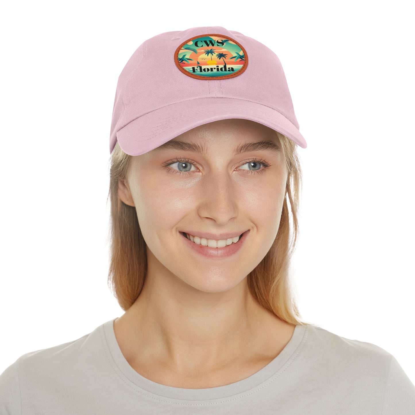 CWS Florida Palm Beach Dad Hat with Leather Patch (Round) By Cozy Winter Store (ships within USA only)