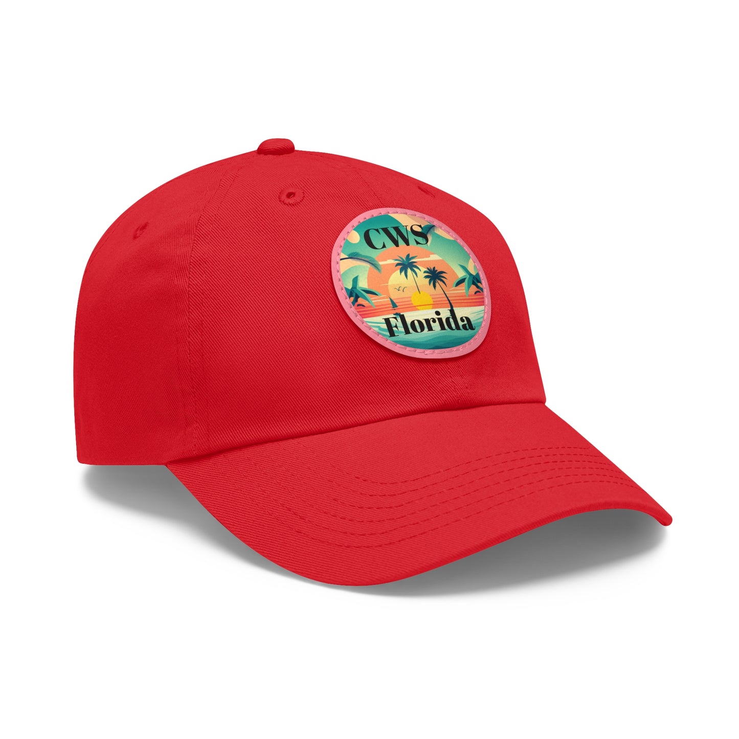 CWS Florida Palm Beach Dad Hat with Leather Patch (Round) By Cozy Winter Store (ships within USA only)