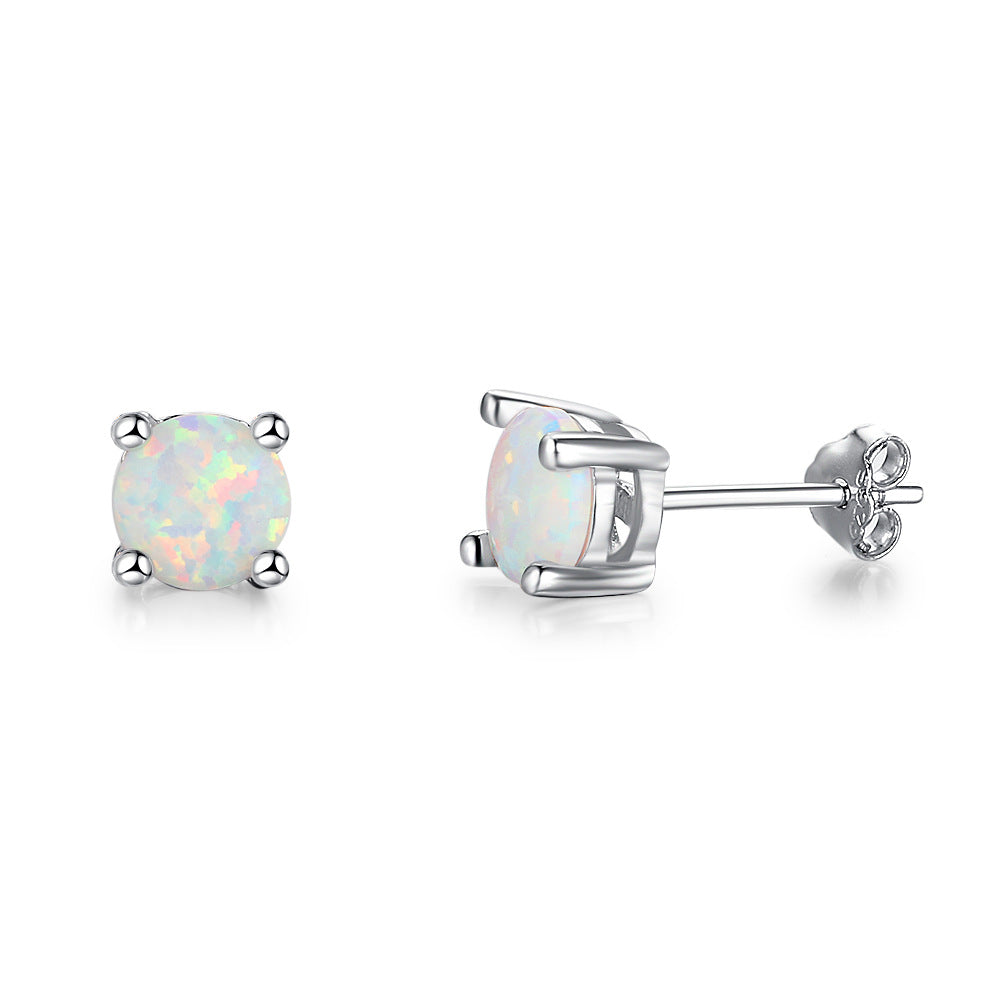 Fashionable And Simple 6mm Sterling Silver S925 Earrings