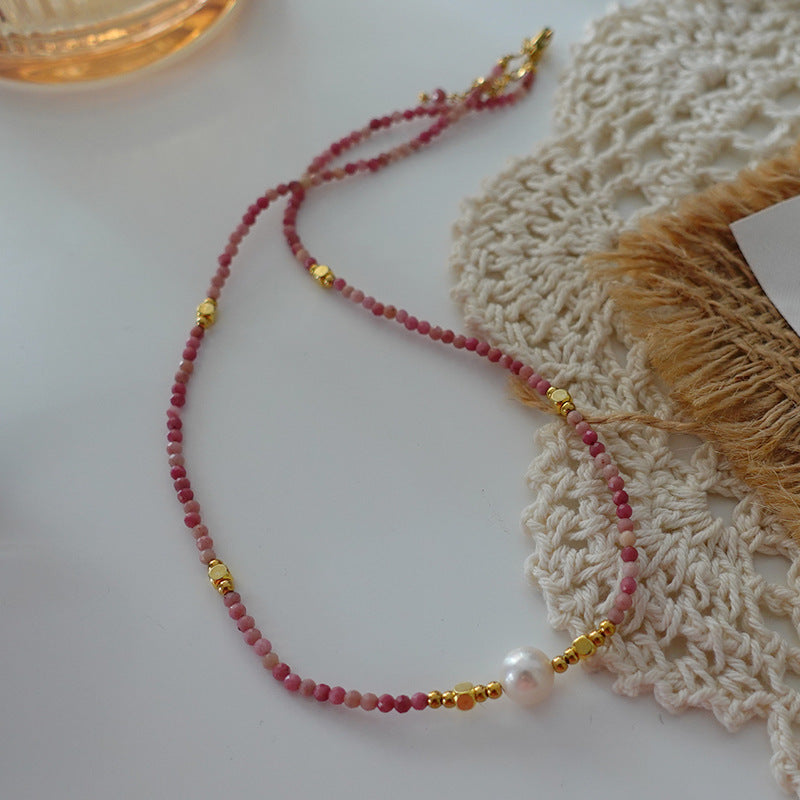 Natural Stone Pearl Necklace French Style