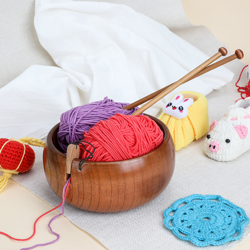 Wooden Coffee Color With Cork Yarn Bowl