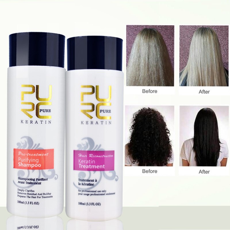 PURC Glättung Haar Reparatur Und Glättung Schäden Haar Produkte Brasilianische Keratin Behandlung Reinigende Shampoo 