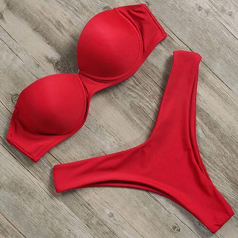 Bikini solid color split ladies swimwear