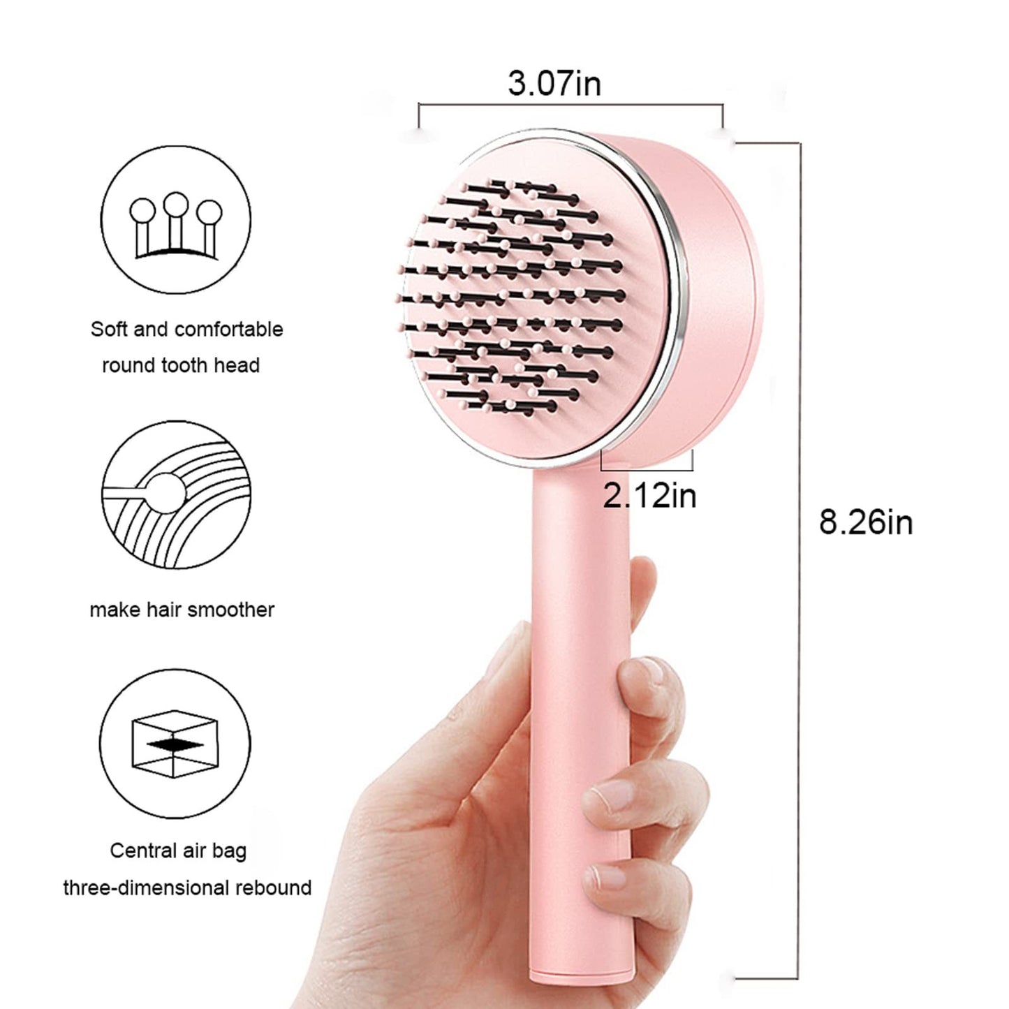 One-key Self-cleaning Hair Brush For Women Curly Hair Brush  Anti-Static Airbag Massage Comb  Airbag Massage Scalp Comb Professional Detangling One-key Self-cleaning