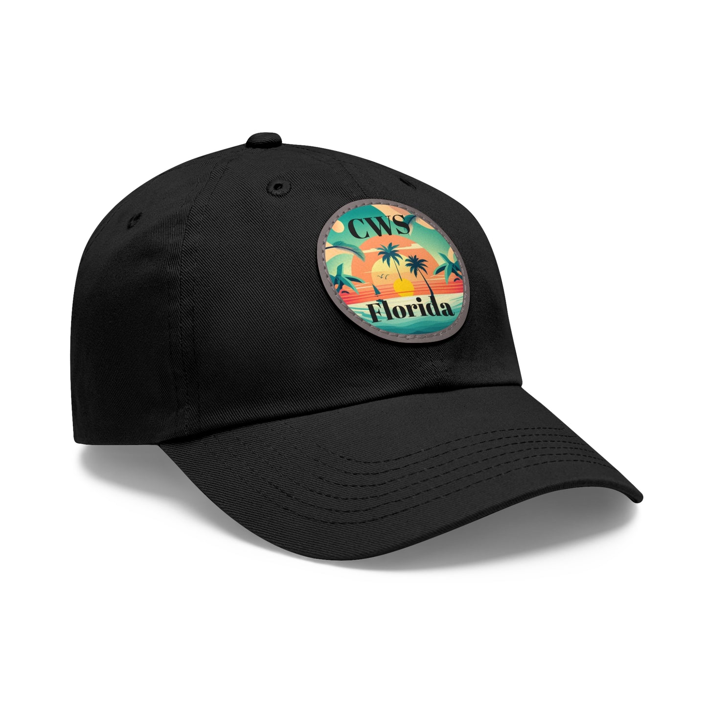 CWS Florida Palm Beach Dad Hat with Leather Patch (Round) By Cozy Winter Store (ships within USA only)