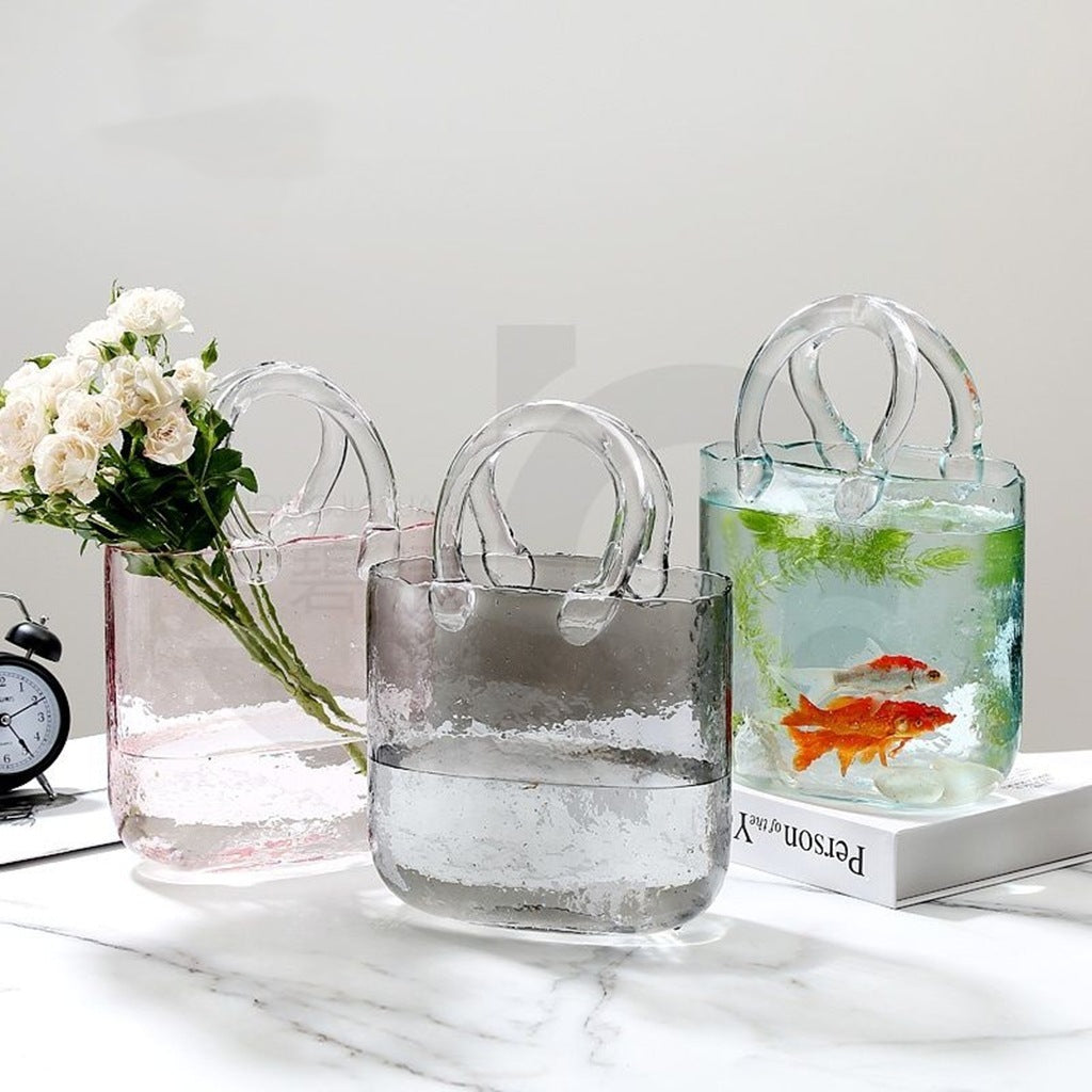 Home Bag Portable Transparent Glass Vase