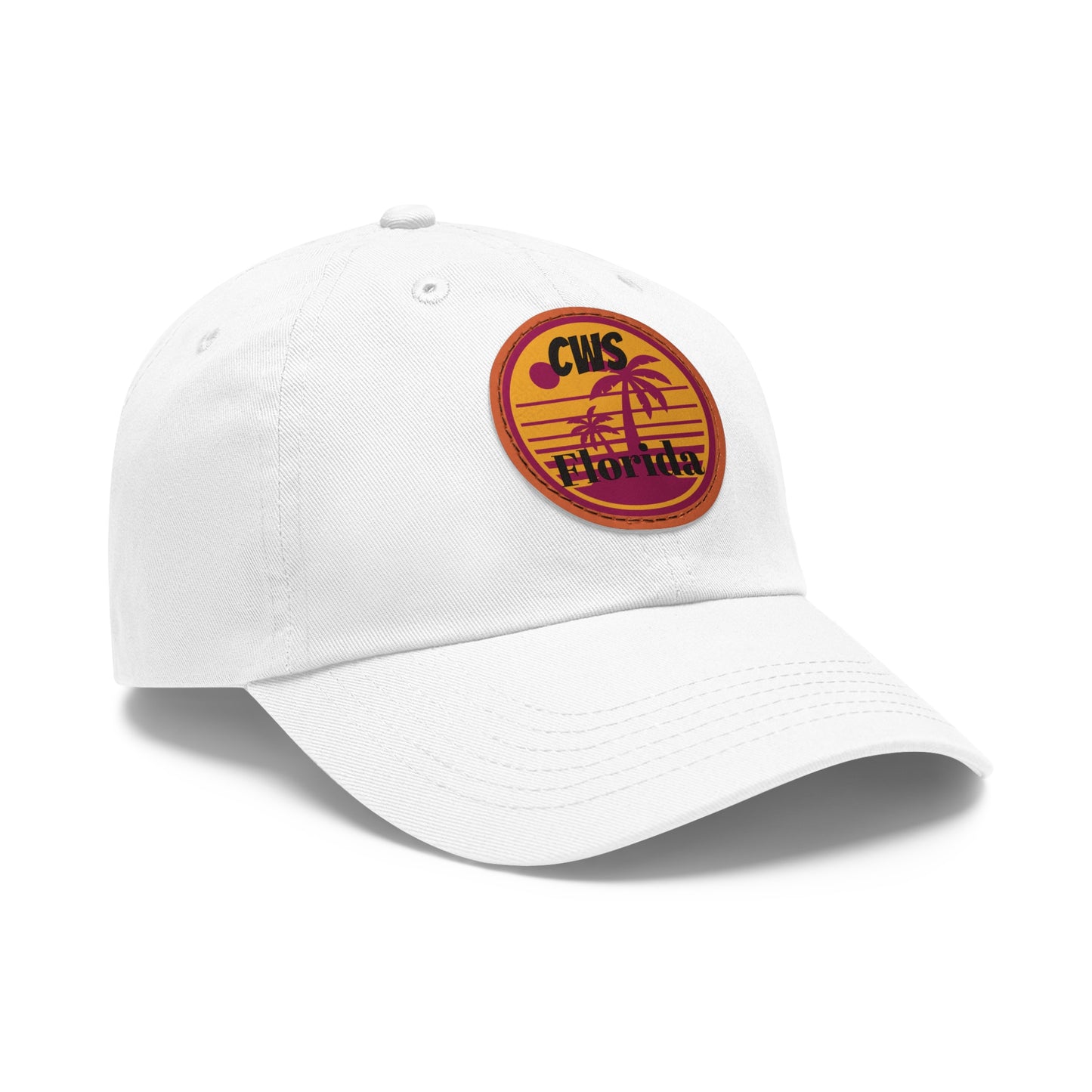 CWS Florida Palm Trees Dad Hat with Leather Patch (Round) By Cozy Winter Store (ships within USA only)