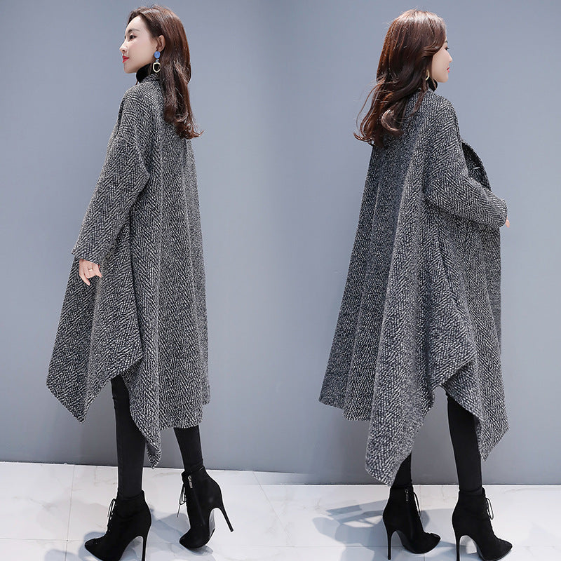 Herbst Und Winter Neue Abnehmen Cape Wollmantel Casual