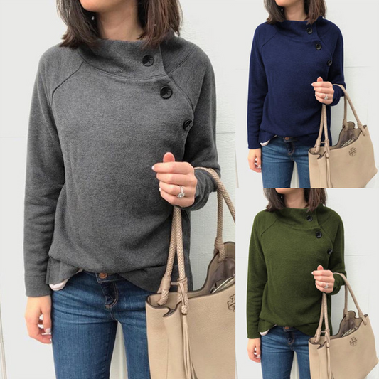 Buttoned casual long-sleeved thermal sweater