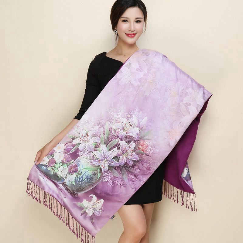 silk long silk shawl scarf