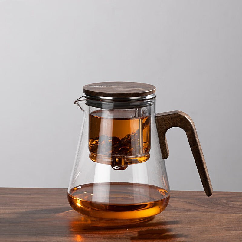 One-Click Filtering Walnut Full Glass Liner Teapot