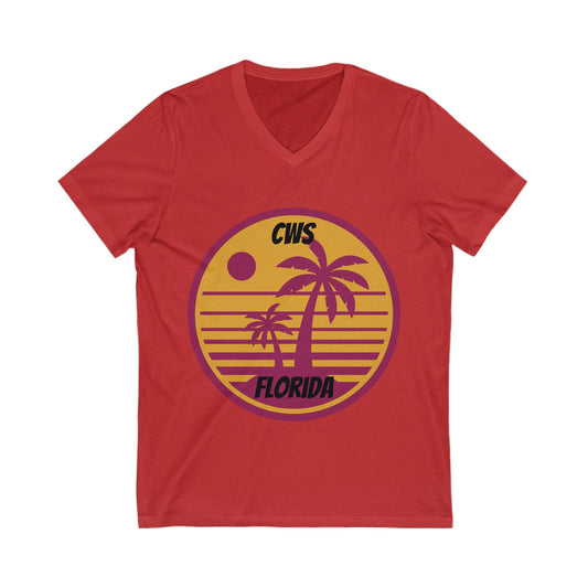 CWS Florida Palm Trees Unisex-Jersey-T-Shirt mit V-Ausschnitt und kurzen Ärmeln von Cozy Winter Store (Versand nur innerhalb der USA)