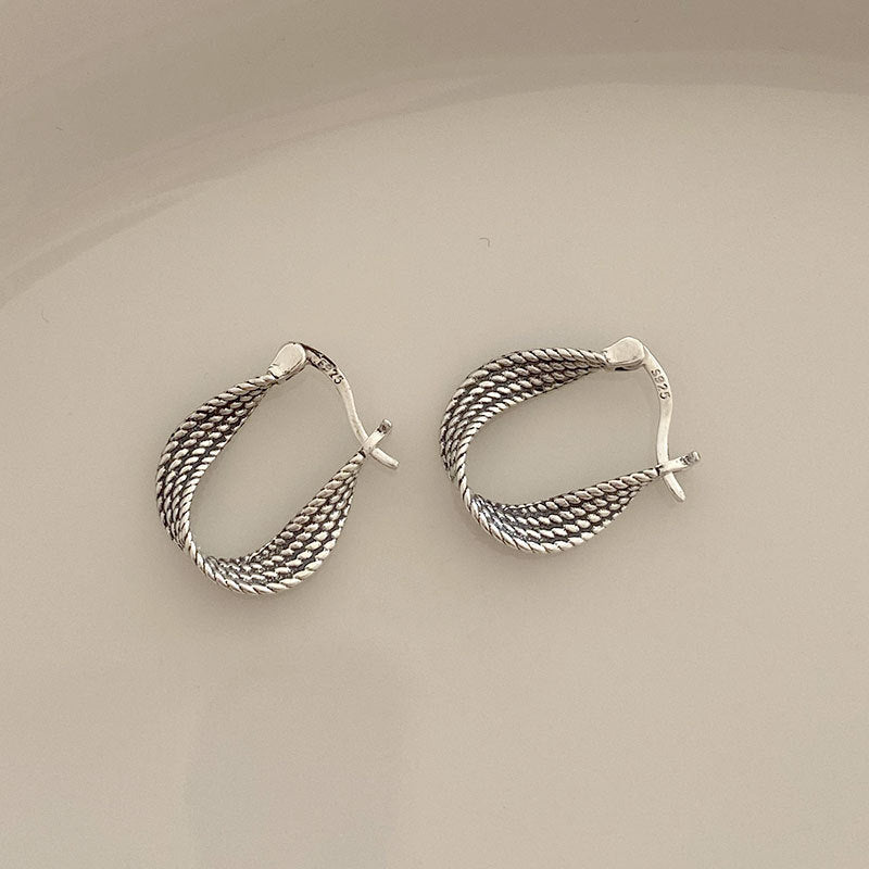 Twist Ohrclip S925 Sterling Silber Retro Twisted Eardrop Ohrring