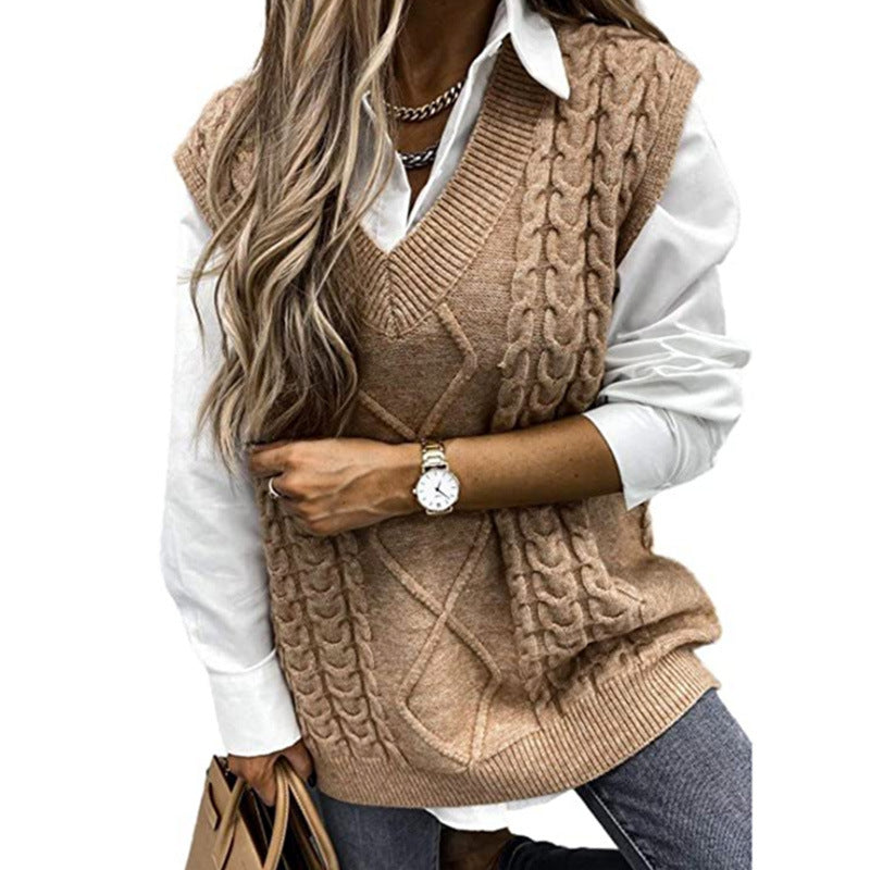 Sweater Vest Women's Vest V-neck Sleeveless