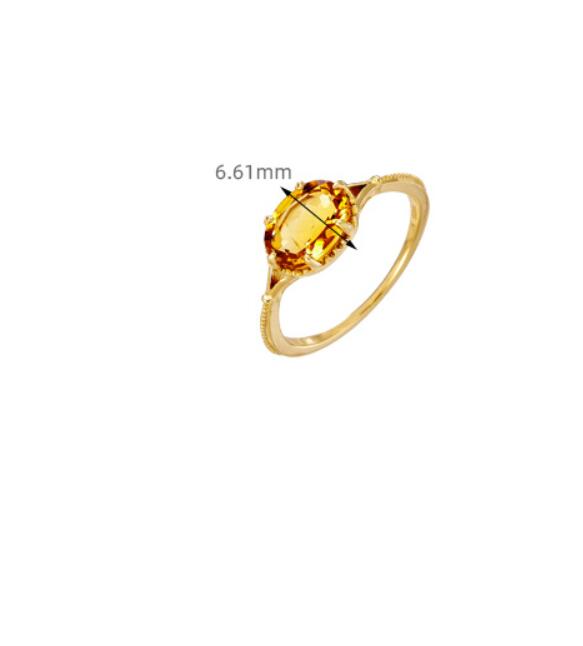 Retro Women's S925 Silver Plating K Gold Citrine Ring