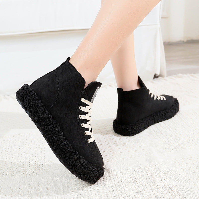 Velvet platform snow boots