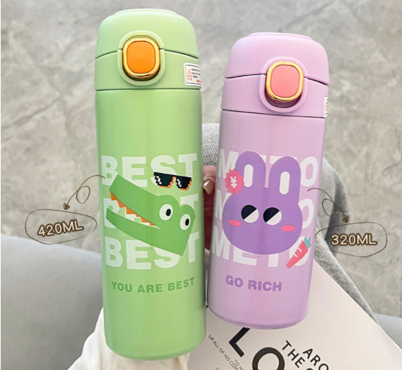 Candy Color Cute Student Cartoon Thermal Mug Children Baby Drinking Water Straight Drink Cup