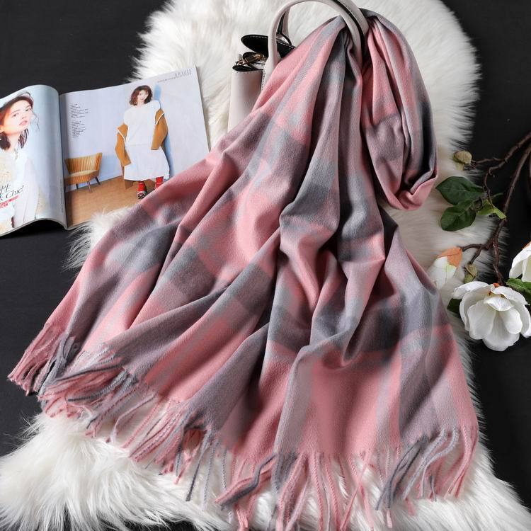 Long tassel double-sided cashmere shawl