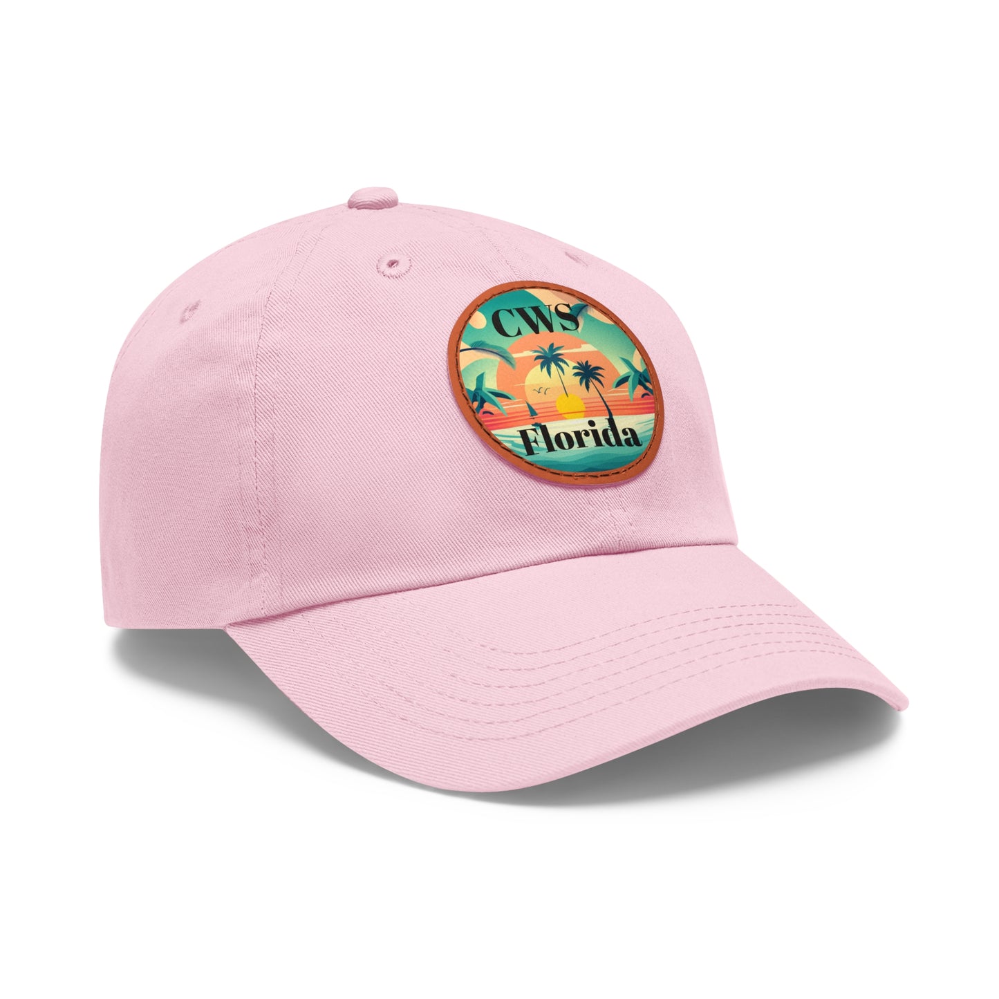 CWS Florida Palm Beach Dad Hat with Leather Patch (Round) By Cozy Winter Store (ships within USA only)