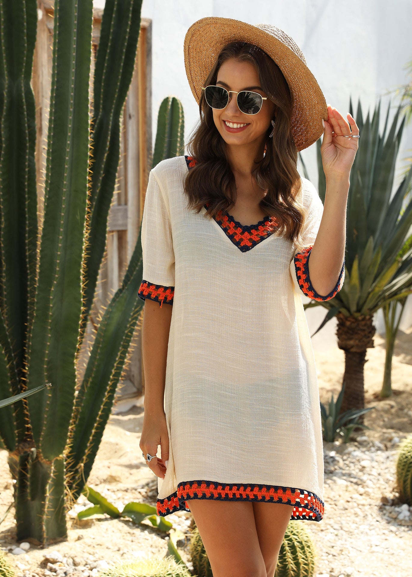 Contrast loose sunscreen blouse