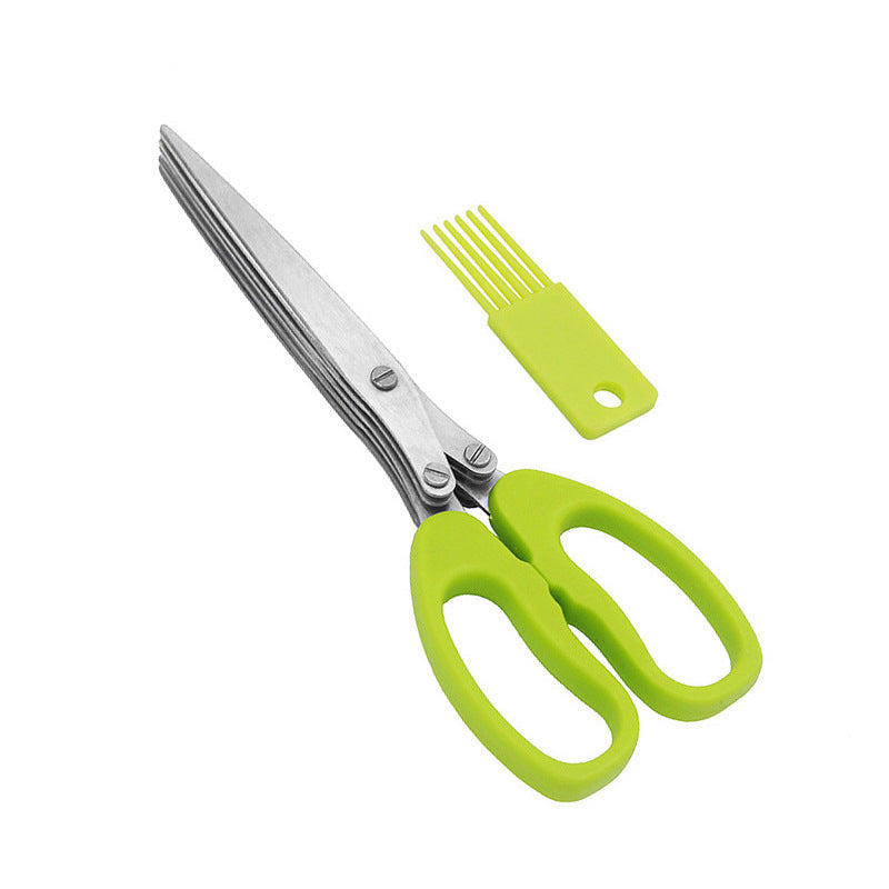 Kitchen Broken Chopped Green Onion Scissors Multi-purpose Stainless Steel Five-layer Scissors Shredding Scissors Five-layer Seaweed Broken Multi-layer Scissors