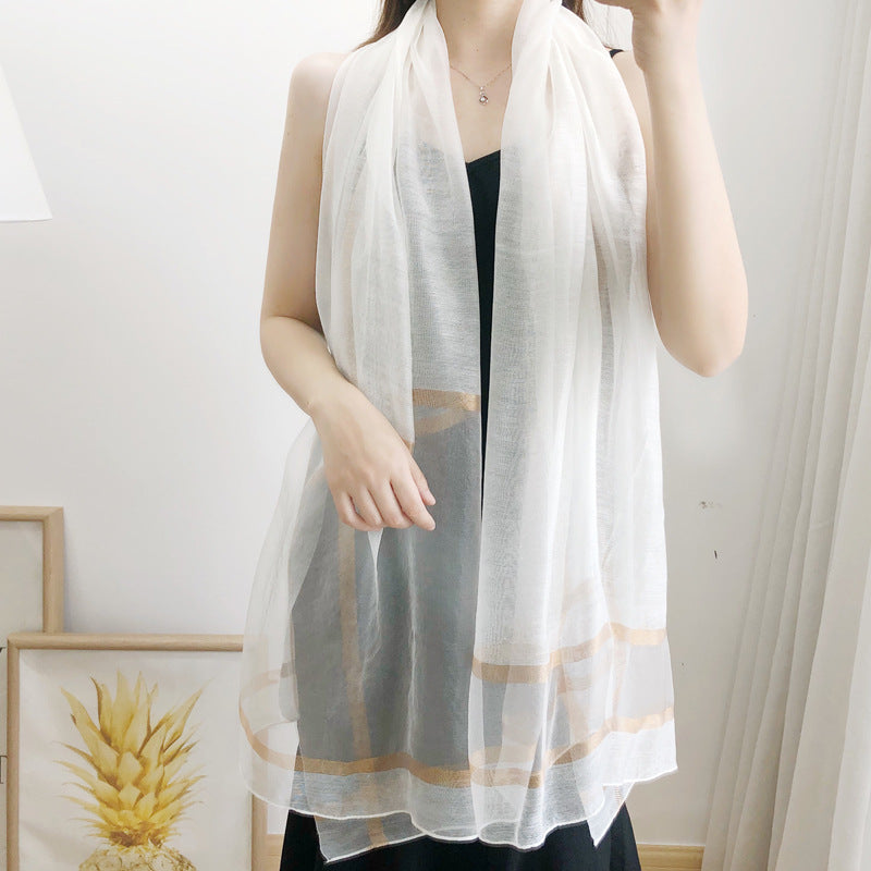 Silk wool long scarf shawl