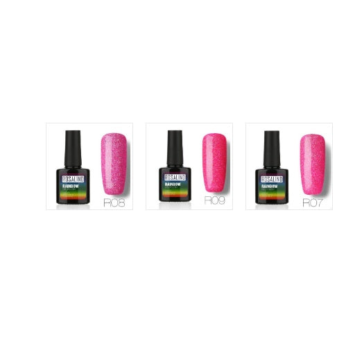 Nagelfreier, lang anhaltender, ungiftiger Nagellack, ROSALIND-Phototherapie-Kleber, mit Sternen besetztes Regenbogensystem.