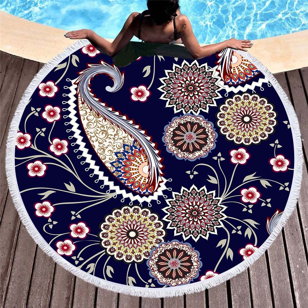 Circular macharo beach towel microfiber digital printing beach towel