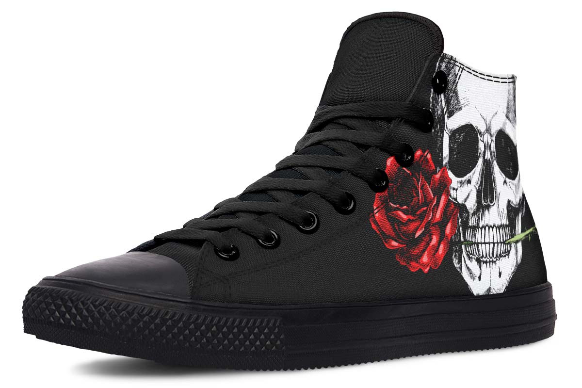 UrbanKicks Skull&Roses  Printed Couple High-top Canvas Shoes