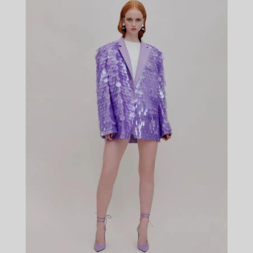 Loose Sequin Fashion Suit Top High Dinner Party Temperament Coat