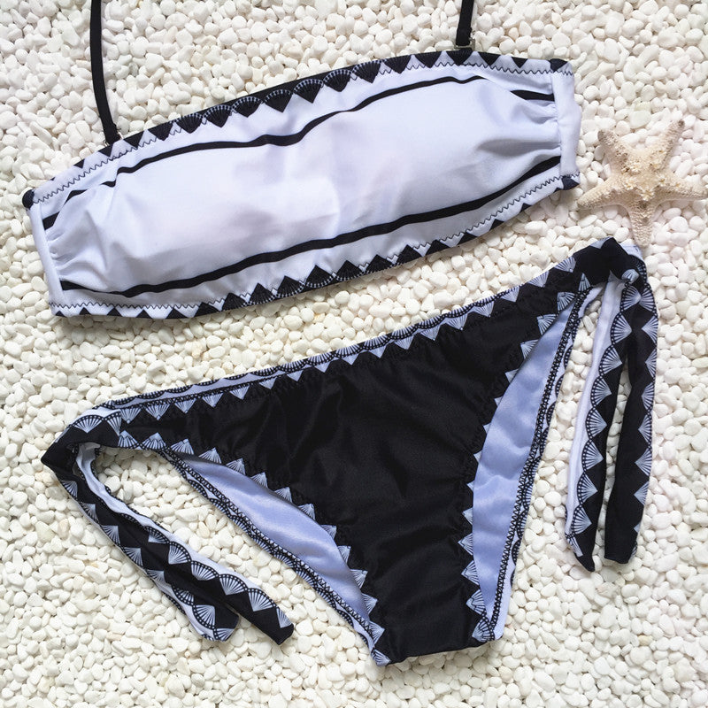 Sexy Strapless Bikini set swimsuit Women strapless Swimwear tie side bikini bottom Bathing Suit Beachwear swim suit