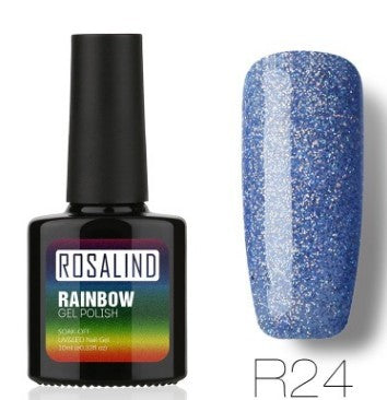 Nail free, long-lasting, non-toxic, nail polish, ROSALIND phototherapy glue, star studded rainbow system.