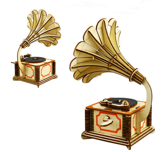 (Gramophone) Wooden three-dimensional puzzle