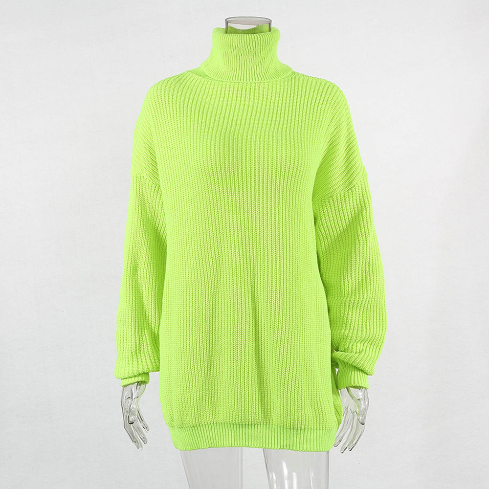 Fluorescent Turtleneck Thermal Sweater