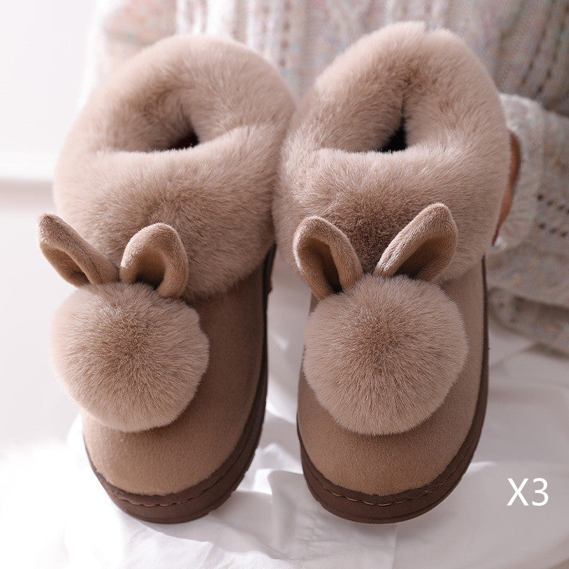 CozyPaws: Warm, fluffy cotton slippers with rabbit fur for a cute winter look.