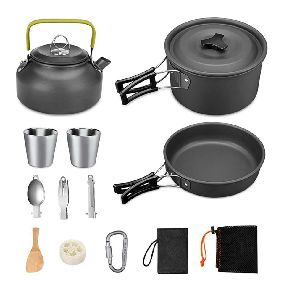 Camping Teekanne Set Topf Herd Set 2-3 Personen Picknick Herd Geschirr