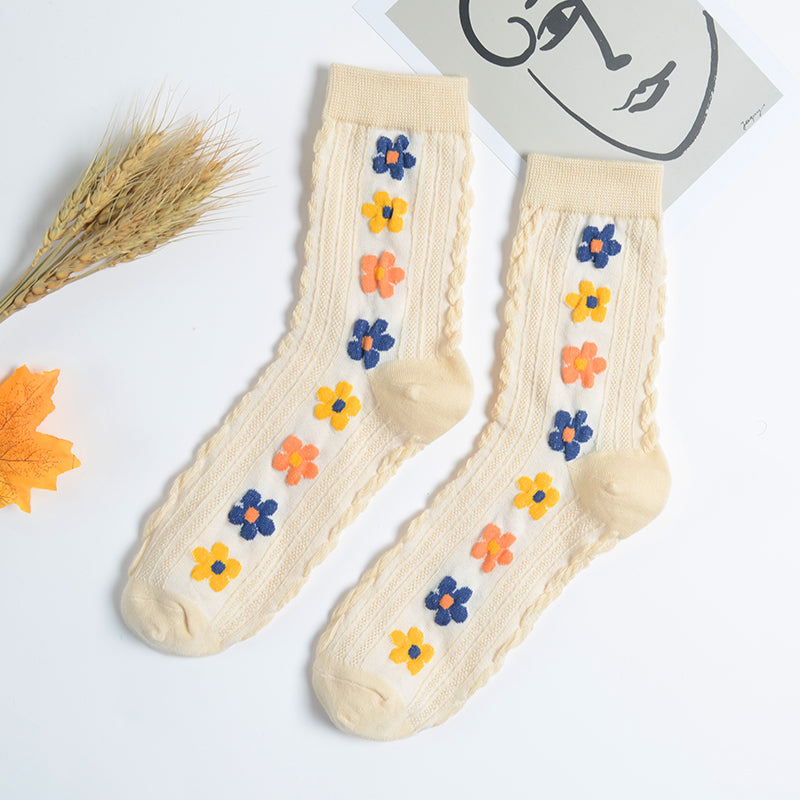 Cute autumn and winter stockings small flowers winter flower stockings