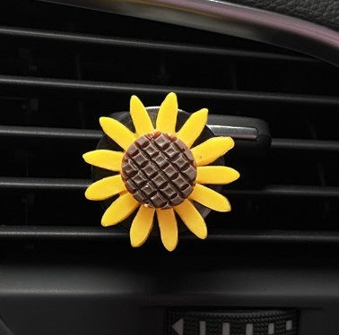 Enhance Your Car with Sunflower Flower Perfume Decoration Vent Clip by Essence Elysium.