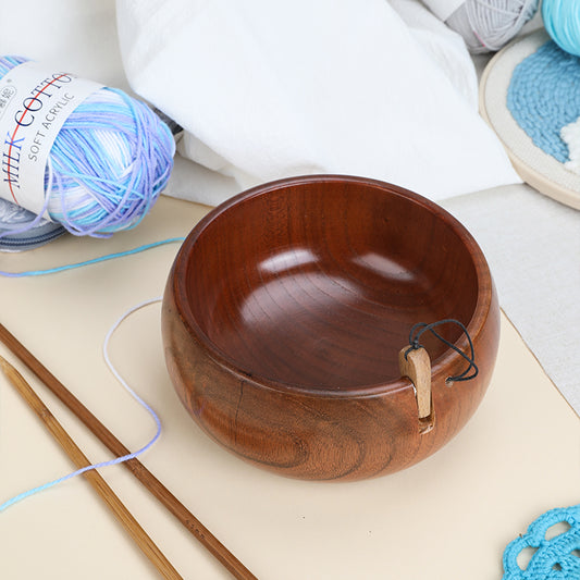 Wooden Coffee Color With Cork Yarn Bowl