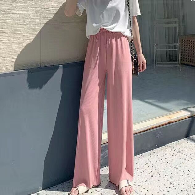 Women's Fashion Casual High Waist Drooping Straight Casual Trousers