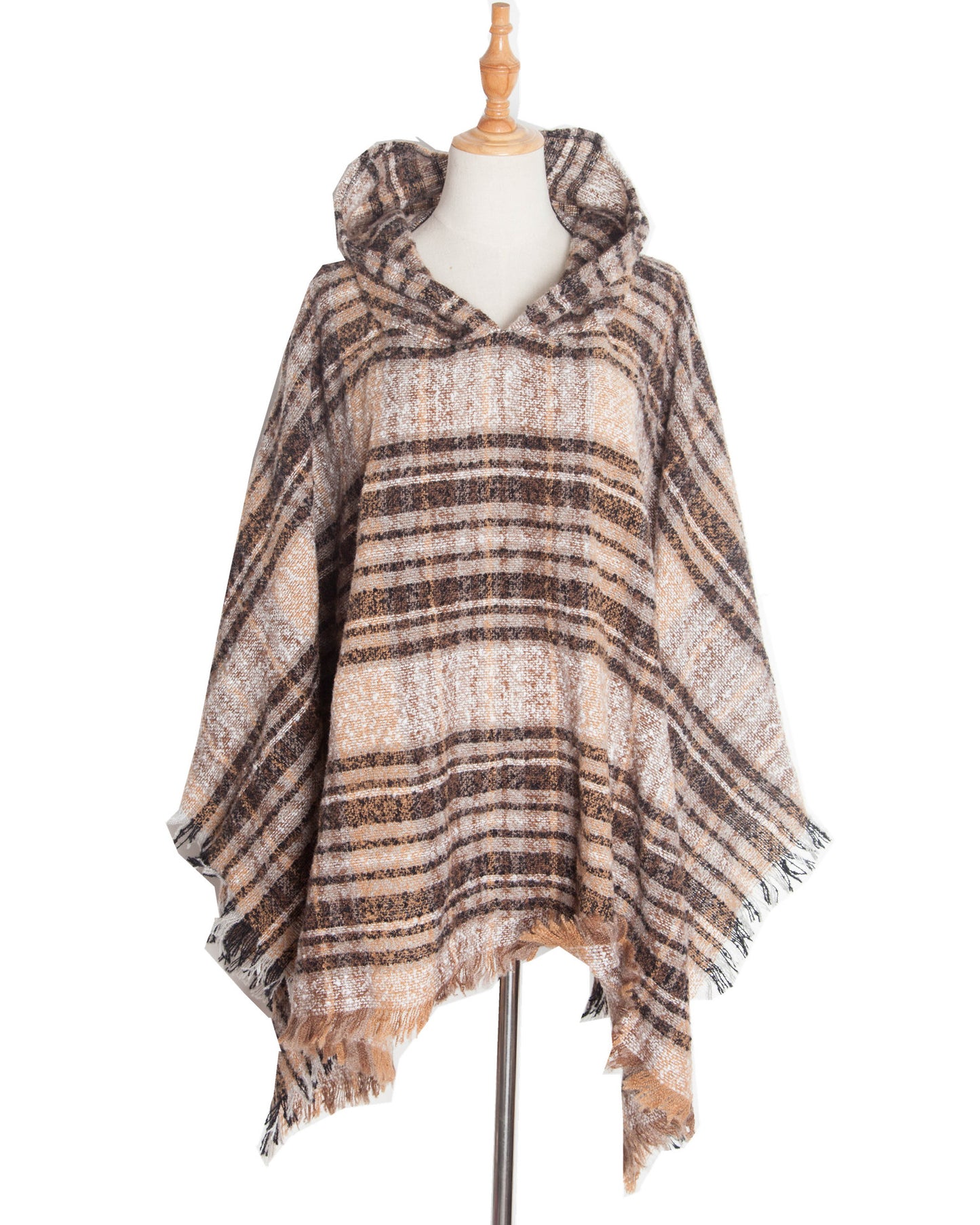 Spring Autumn And Winter Plaid Ribbon Cap Cape And Shawl