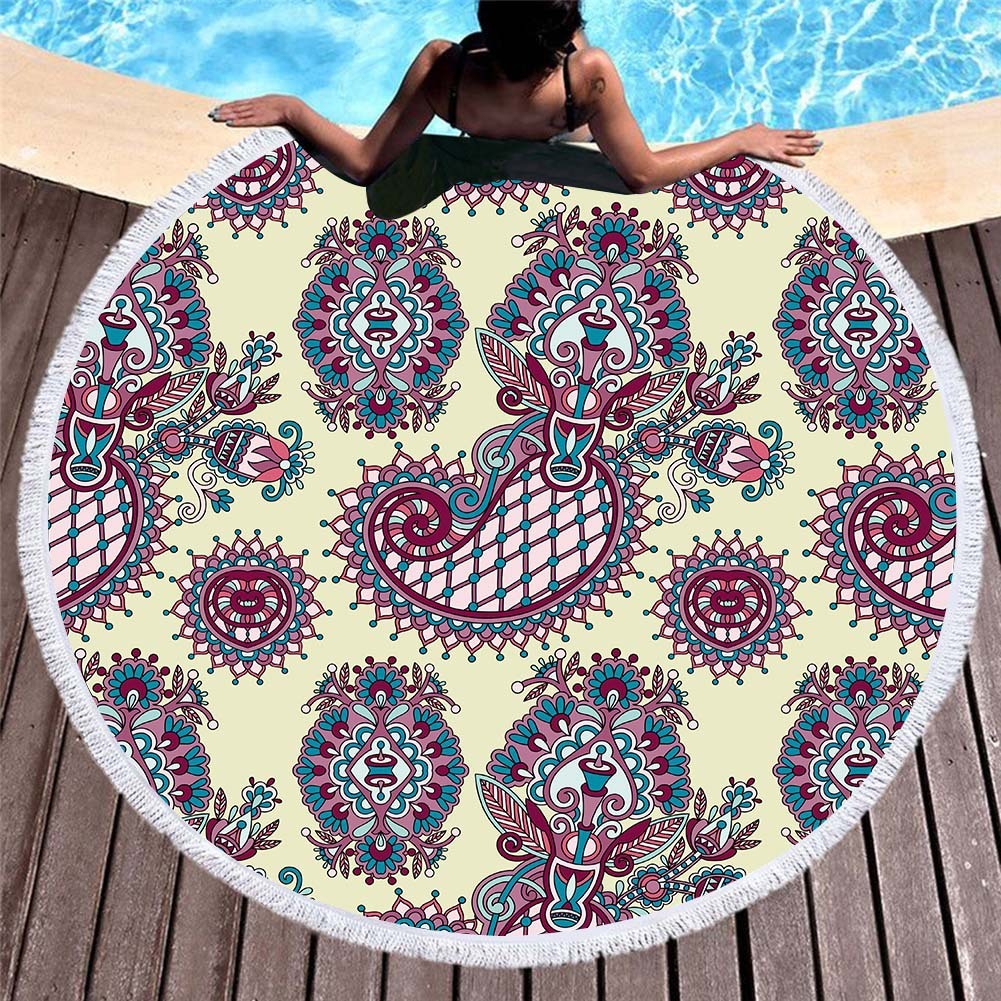 Circular macharo beach towel microfiber digital printing beach towel