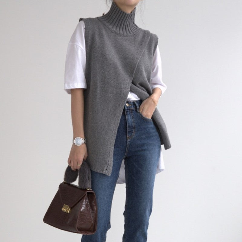 Turtleneck knitted vest vest sweater