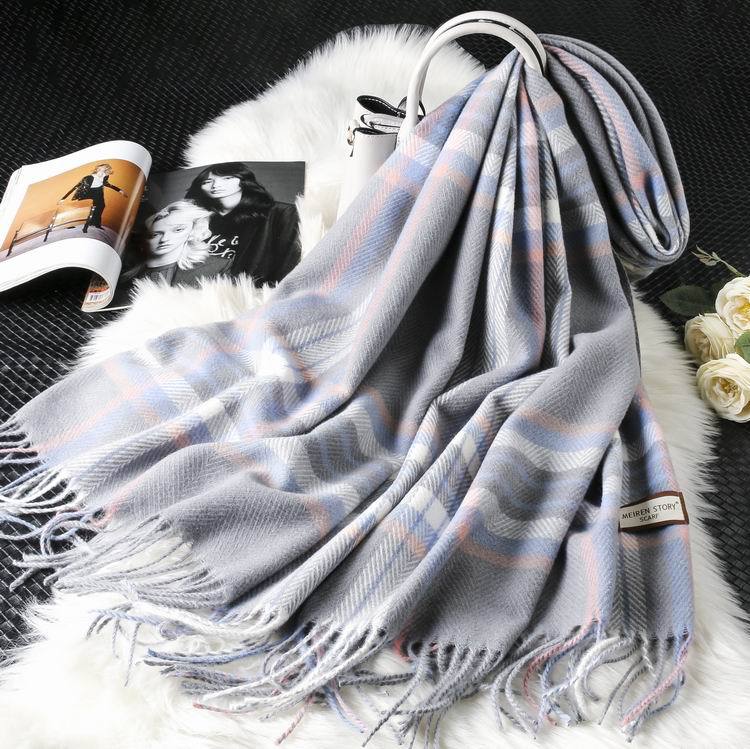 Long tassel double-sided cashmere shawl