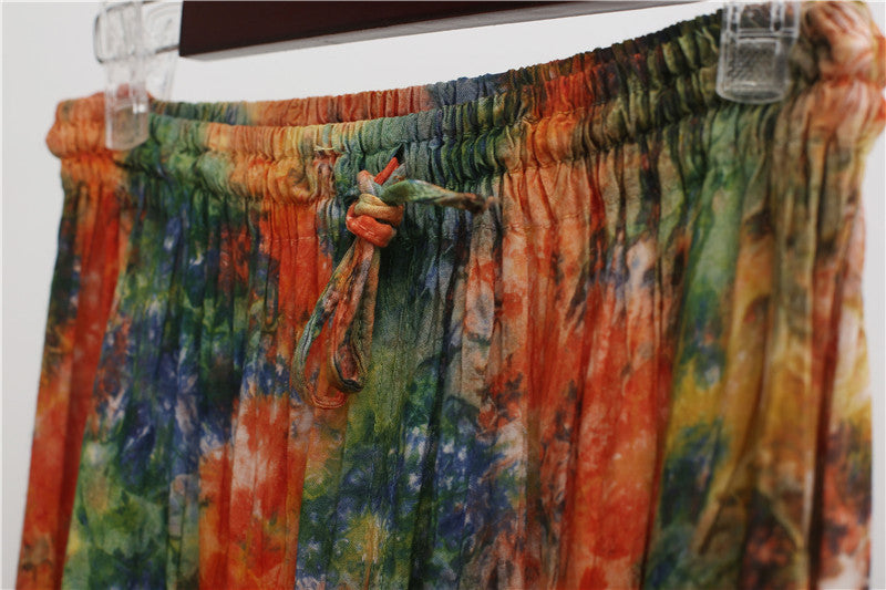 Tie-Dyed Big-Crotch Cotton Harem Loose Casual Pants