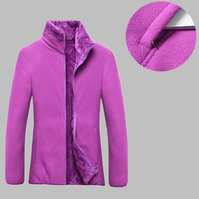 FleeceHaven: Thick fleece jacket for women, ideal for autumn and winter outdoor activities, providing polar fleece thermal insulation. Perfect for camping, hiking, and mountaineering.